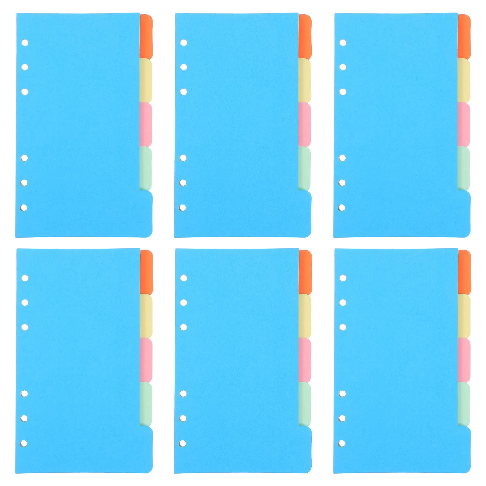 30Pcs Pocketbook Replacement Core Papers Colored Index Classified Labels 6-Hole Paper Index Divider for Planner Notebook