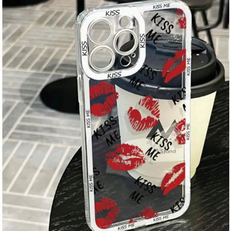 Case for OPPO Realme C67 C53 C51 C55 C33 C12 C25 C25S 5 6 5i 6i 9i 5S 3 8 9 10 12 Pro Plus V13 Soft TPU Sexy Girl Red Lips Cover