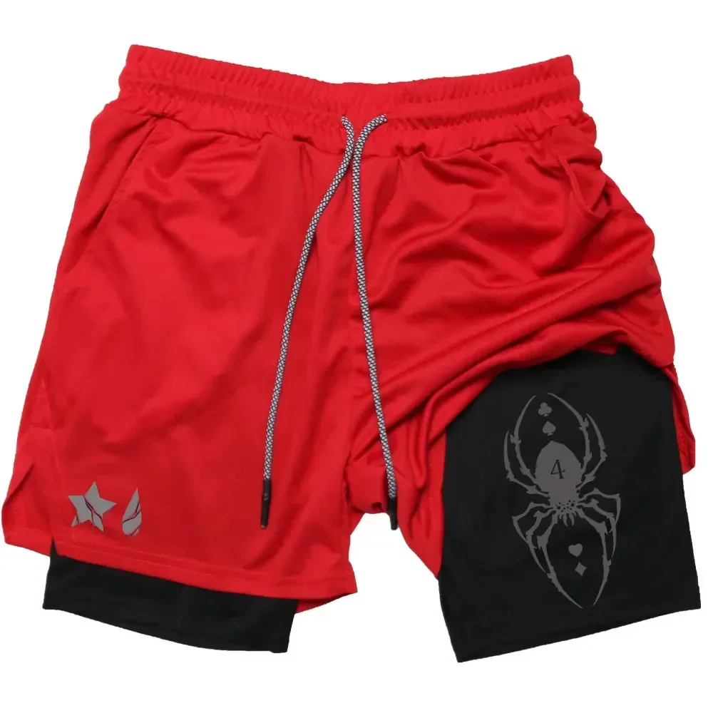 Anime Hunter X Hunter Performance-Shorts für Herren, 2-in-1-Lauf-Kompressionsshorts, Training, Sport, Gym, schnell trocknende Shorts mit Taschen – Detail 14