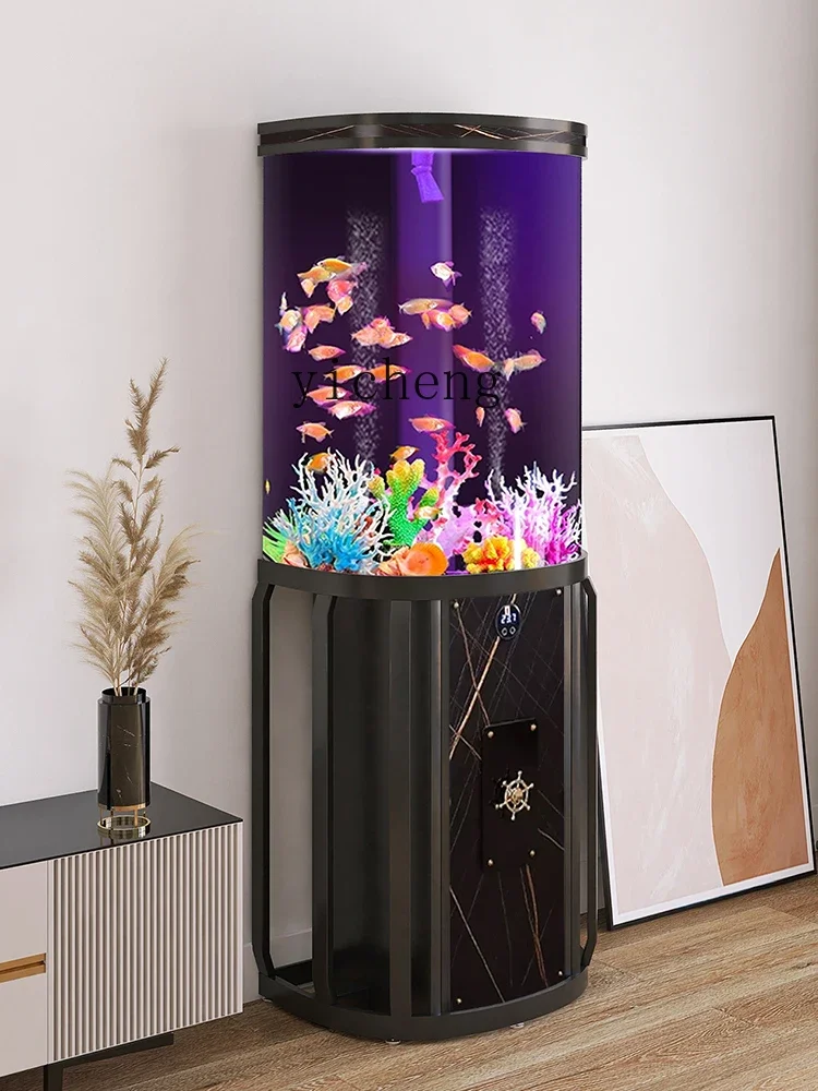 

ZZ semi-circular fish tank living room floor-to-ceiling intelligent water-free acrylic tank aquarium