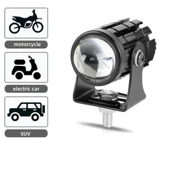 LED Motorcycle Headlights Auxiliary Spotlights Mini Projector Fog Light Front Driving Lamp Universal Dual Color Moto Accessories