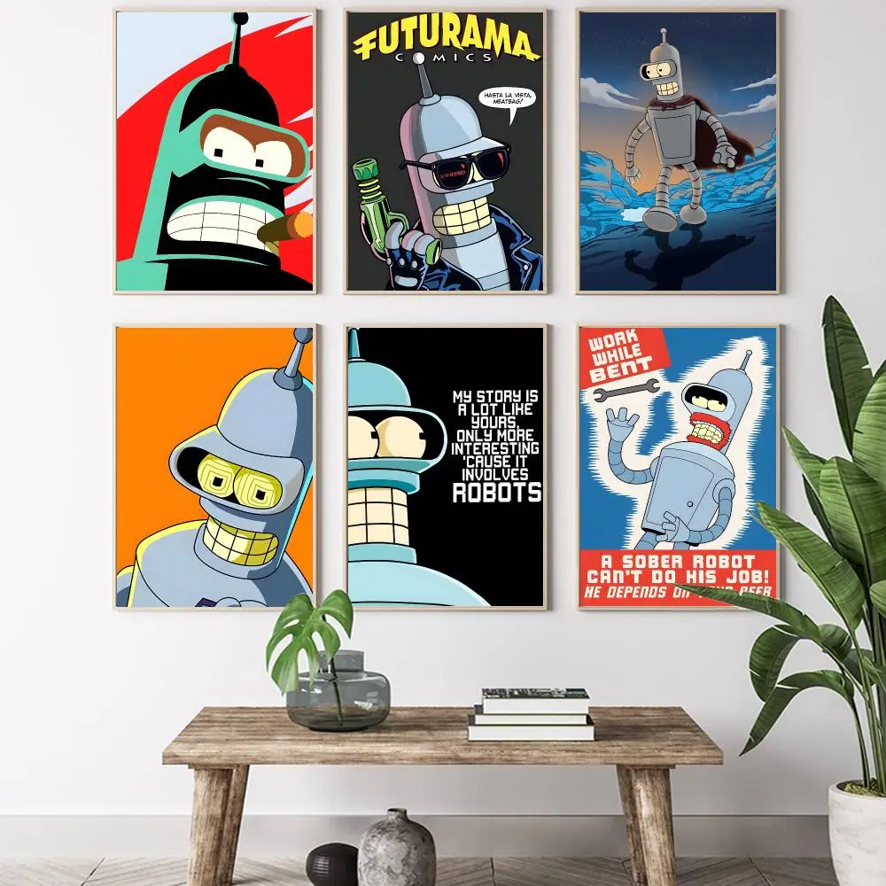F-Futurama B-Bender Art Painting Calligraphy HD Canvas Poster living room bedroom bar aesthetic decoration
