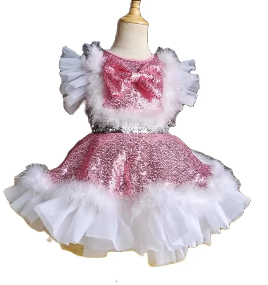 2024 moderne Kinder Tanz kostüme für Kinder Pailletten Tanz kleid für Mädchen Salsa Tanz kleid für Mädchen Tanz kleidung Party kleider