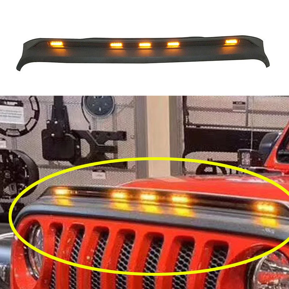 Lantsun JL1153 ABS front hood deflector with LED light For Jeep for wrangler JL 2018+