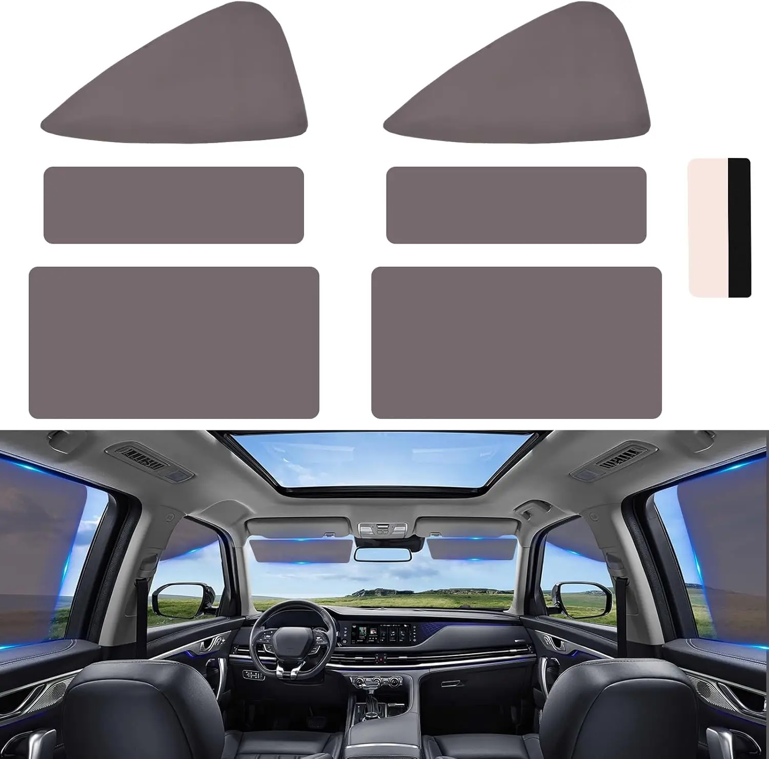 

Static Cling Car Window Shades 6PCS - Sun Blocker for Car Windows Baby - Reusable Side Window Sun Shade for Drivers - Removable