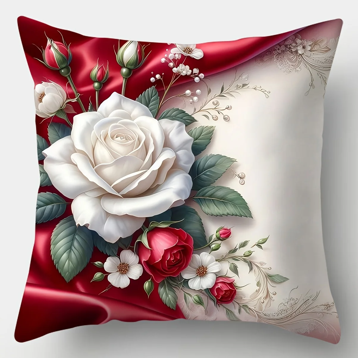 Conjunto  4 piezas, Funda  Almohada para San Valentín, Funda  Almohada  Rosa, 44.96cm*44.96cm, Impresa en Un Lado, Decor