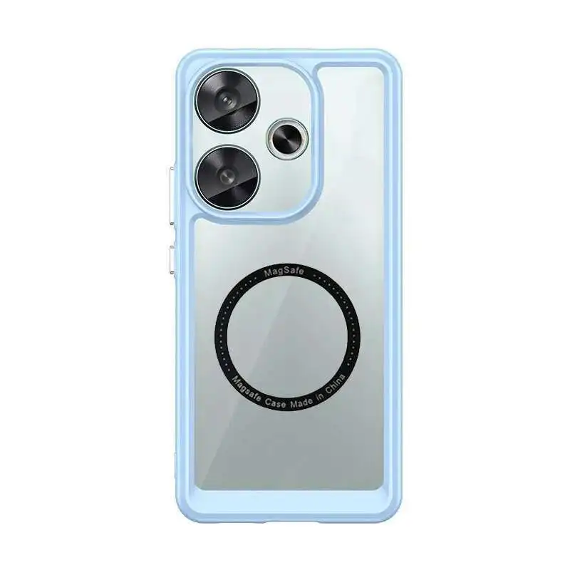 맥세이프 케이스, 샤오미 포코 F7 프로 M6 4G F6 폰 케이스, 맥세이프 마그네틱 무선 충격 방지 레이저 커버용 메탈 링 포함