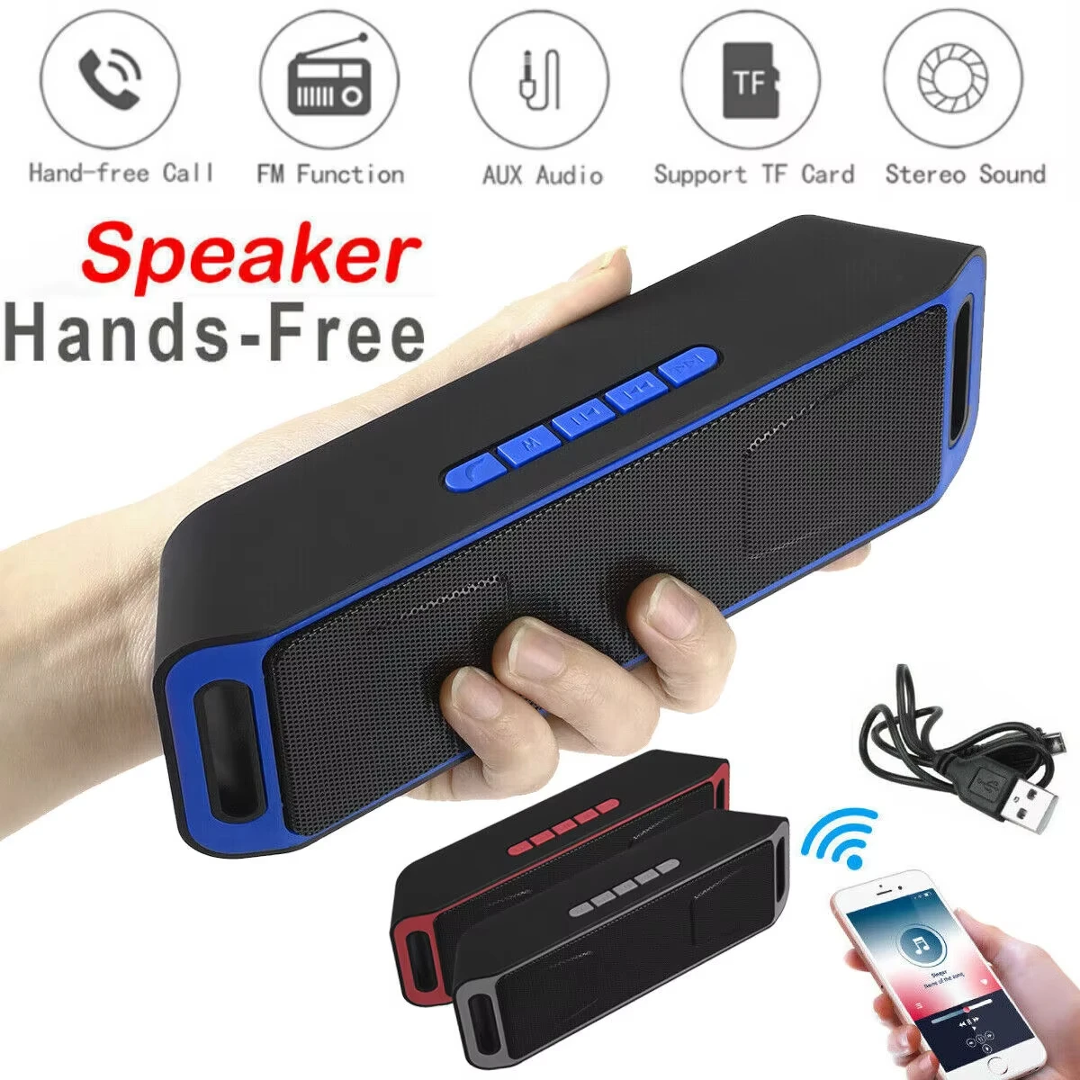 Portable Wireless Bluetooth speaker -compatible MP3 Player USB TF Card FM Radio Stereo Bass Subwoofer Outdoor Speaker