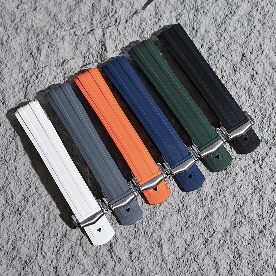 Premium Grade Original Design FKM Rubber Strap 20mm For Omega Seamaster 300 PFAS-Approved Fluoroelastomer Multi-Color Options