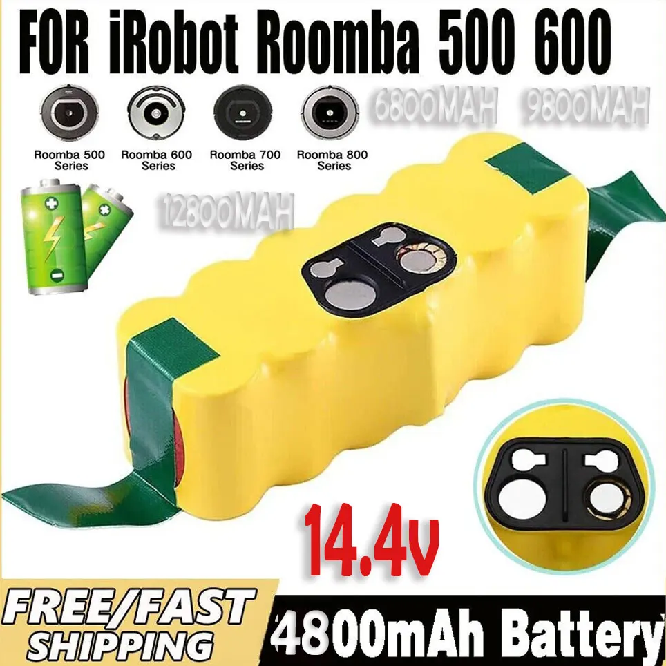 Batería para Roomba de 14.4V 4800mAh, Baterías Recargables para las Series 500, 550, 560, 600, 650, 698, 780, 980, 976, Batería para Aspiradora iRobot