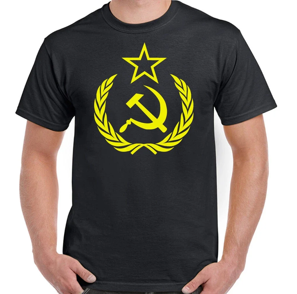Russian Communism USSR Soviet Union Hammer & Sickle Emblem T-Shirt. Summer Cotton O-Neck Short Sleeve Mens T Shirt New S-3XL