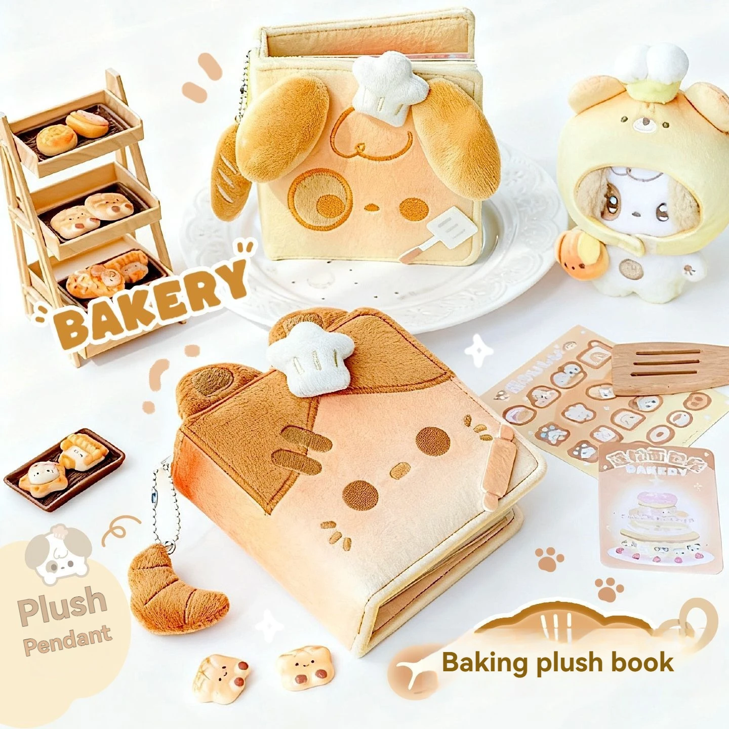 1 Stück Flauschiges Bäckerei-Notizbuch mit Loseblättern, Niedliches Plüsch-Mini-Notizbuch, Tragbares Taschenbuch
