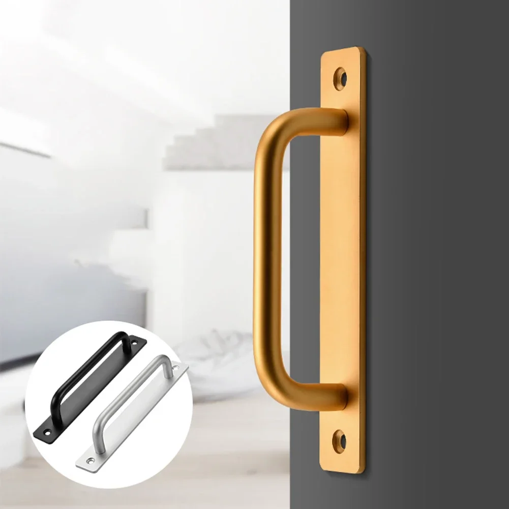 Black Sliding Barn Door Handle Pull Flush Wood Door Handle Furniture Hardware For Cabinet Cupboard Kitchen Interior Door Silver