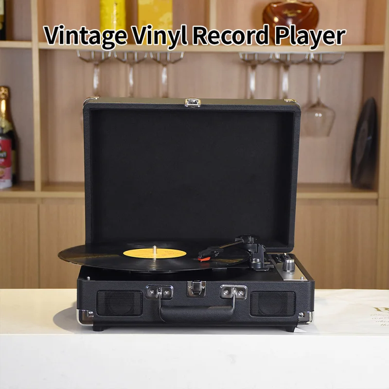 Vintage Vinyl Record Player BT Phonograph USB Recording 33/45/78RPM Support for 7/10/12inch Vinyl Record Turntable Record Player