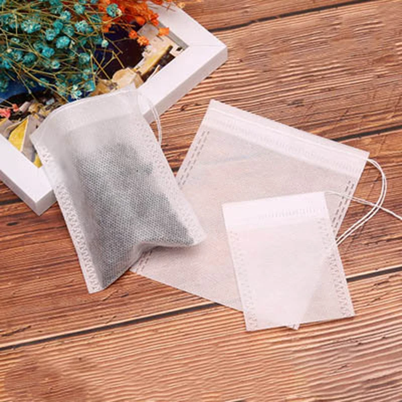 100Pcs/Lot Tea Bags  Empty Scented Drawstring Pouch Bag 5.5*7CM Seal Filter^..