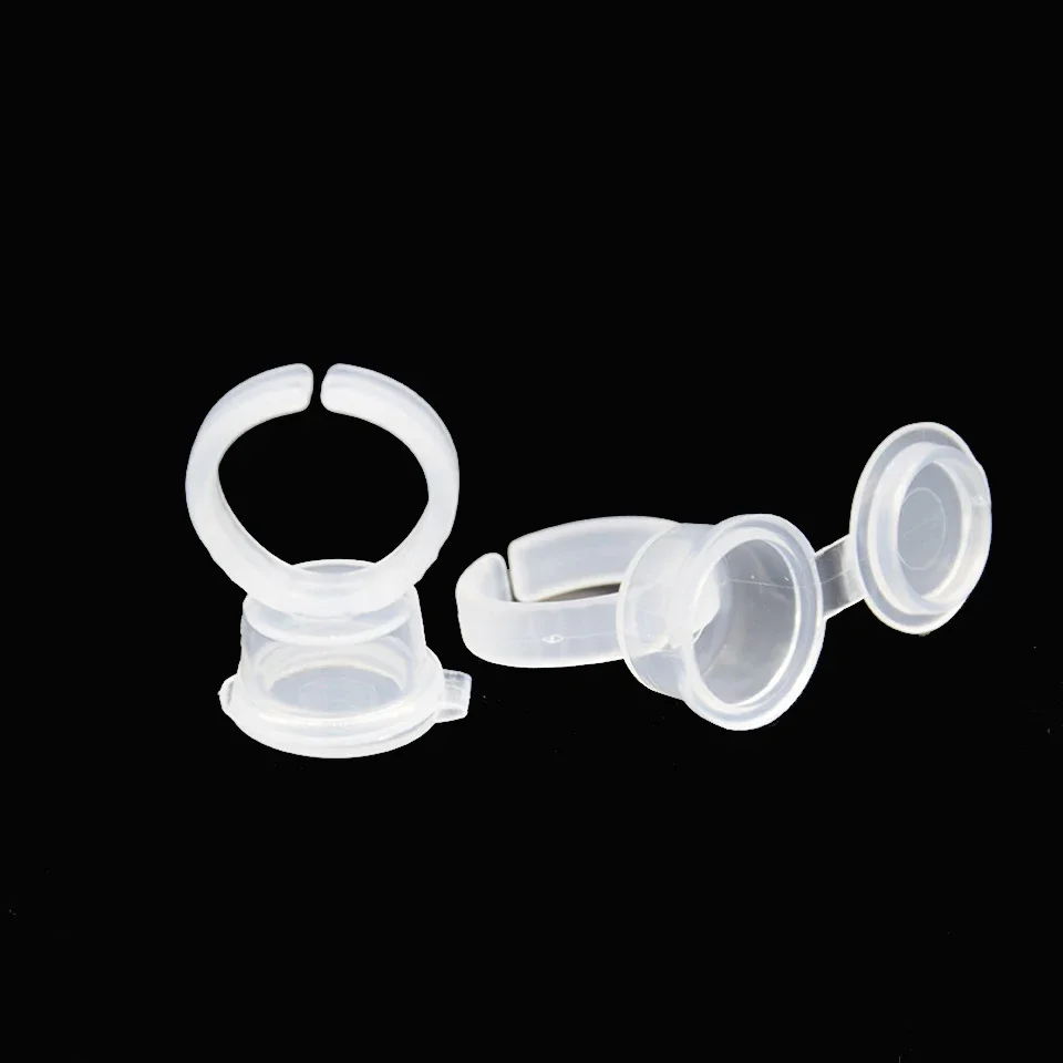 Tattoo Pigment Ink Ring Cups Eyelash Extend Glue Holder Container With Lid Cover Cap Permanent Makeup Microblading Tool 100pcs