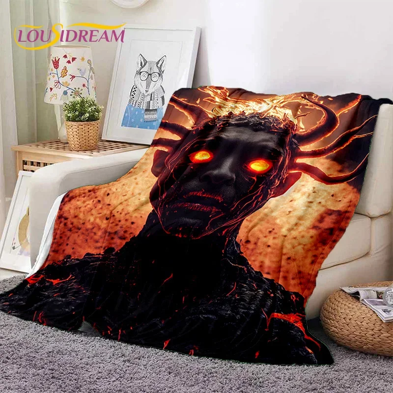 Flannel Blanket Mythical Ram Beast Art Print Soft Cozy Bed Sofa Throw Cover