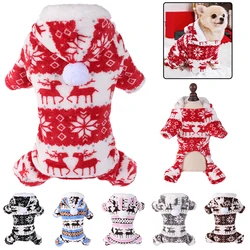 Tute natalizie per cani invernali Vestiti caldi pigiami per animali domestici in peluche per cani di piccola taglia e media Tute per gatti Cuccioli di York Chihuahua Onesies