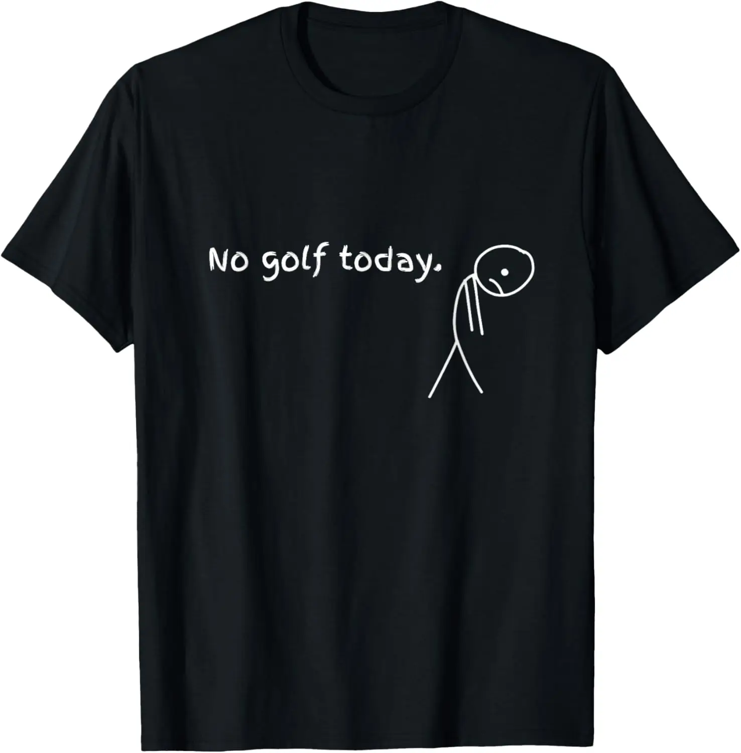No Golf Today Stick Figure Sad Graphic Print Women T-Shirt Fun Short Sleeve Crew Neck Sport Casual Daily Summer Women Trend Tee