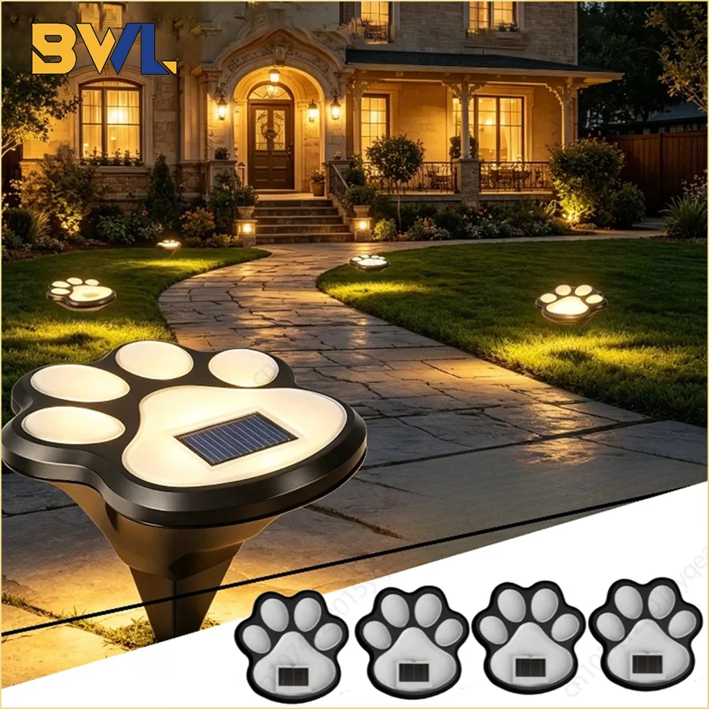 4-12PCS LED Solar Outdoor Light Waterproof Animal Paw Print Lamp for Garden Lawn Patio Summer Camping Home Decoration