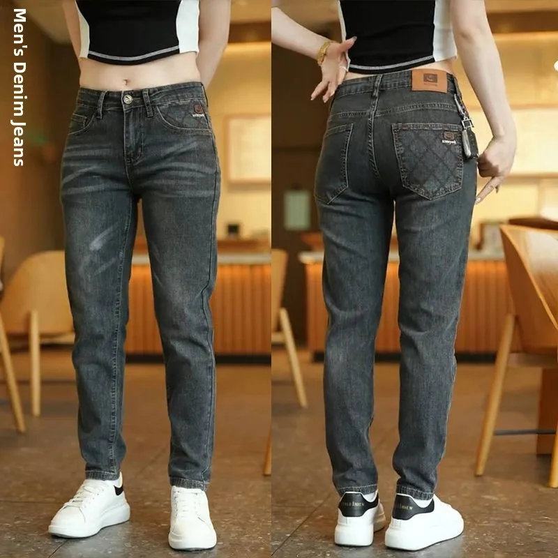 

Мужские джинсы в стиле ретро, эластичные, облегающие, прямого кроя, модные, в корейском стиле, универсальные, длинные брюки, повседневные, хлопковые, городские, молодежные