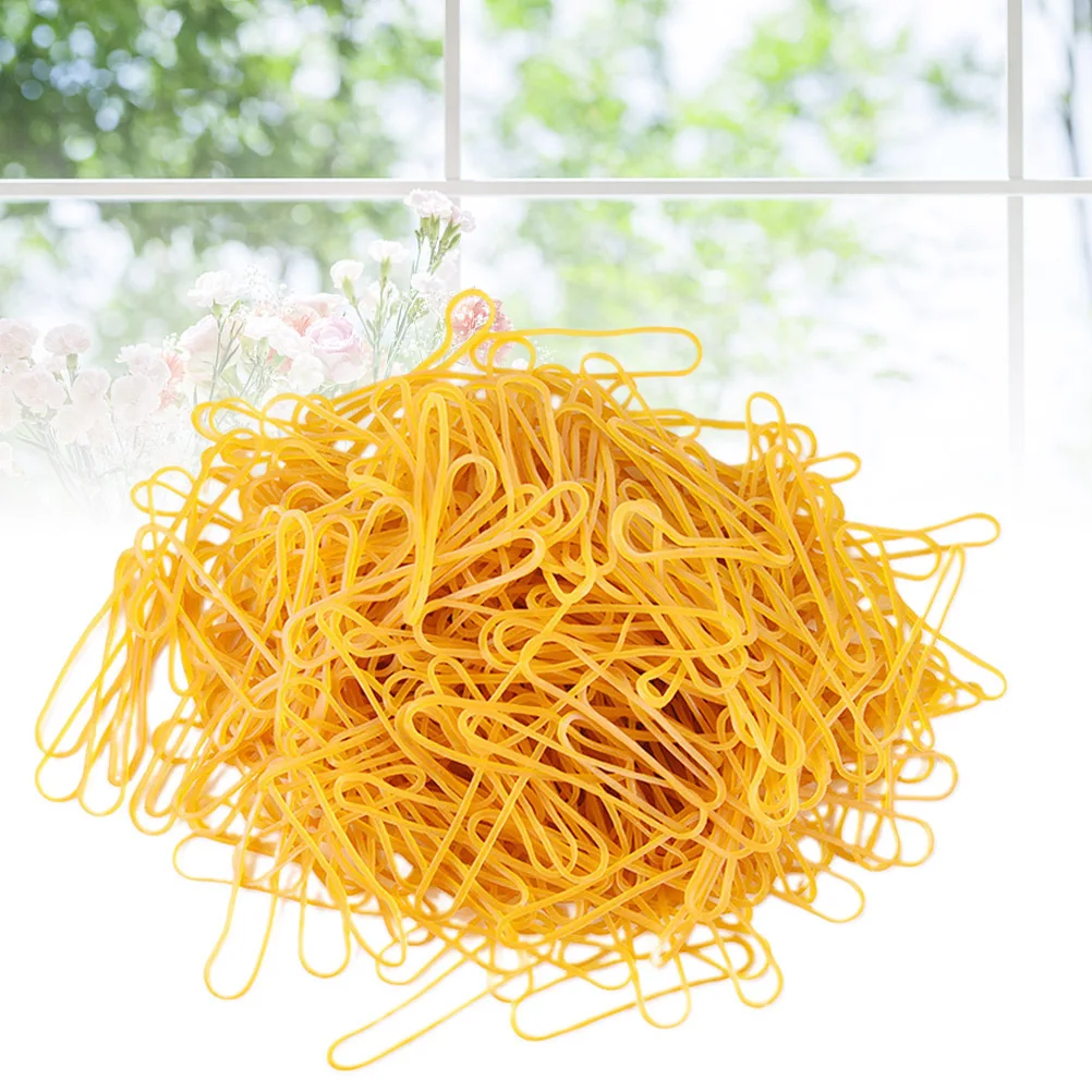 50G イエローゴムバンド 自然な弾性結束リング ホームオフィス整理用 再利用可能 頑丈な DIY ヘアロープ 軽量