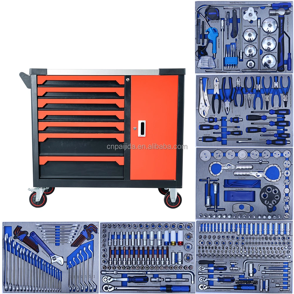 

Tool Cabinet Tools 7-Drawers Cabinets Socket Wrench Set Workshop Cabinet EVA Foam Garage Garage Cabinet OEM 424Pcs Tool SetsATV&