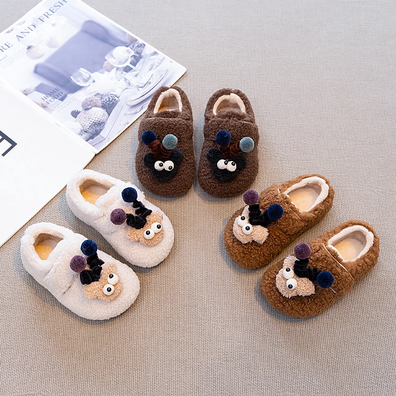 Winter New Children Plush Shoes for Girls Fashion Korean Style Soft Bottom Anti-slippery Versatile Casual Baby Cotton Shoes