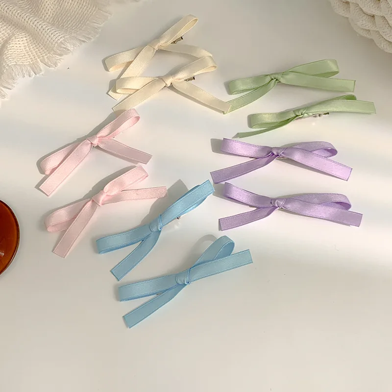 

2Pcs/Set Colourful Bow Hair Clips Women's Bangs Broken Hair Side Duckbill Clip Fashion Sweet Hundred Hair Accessories