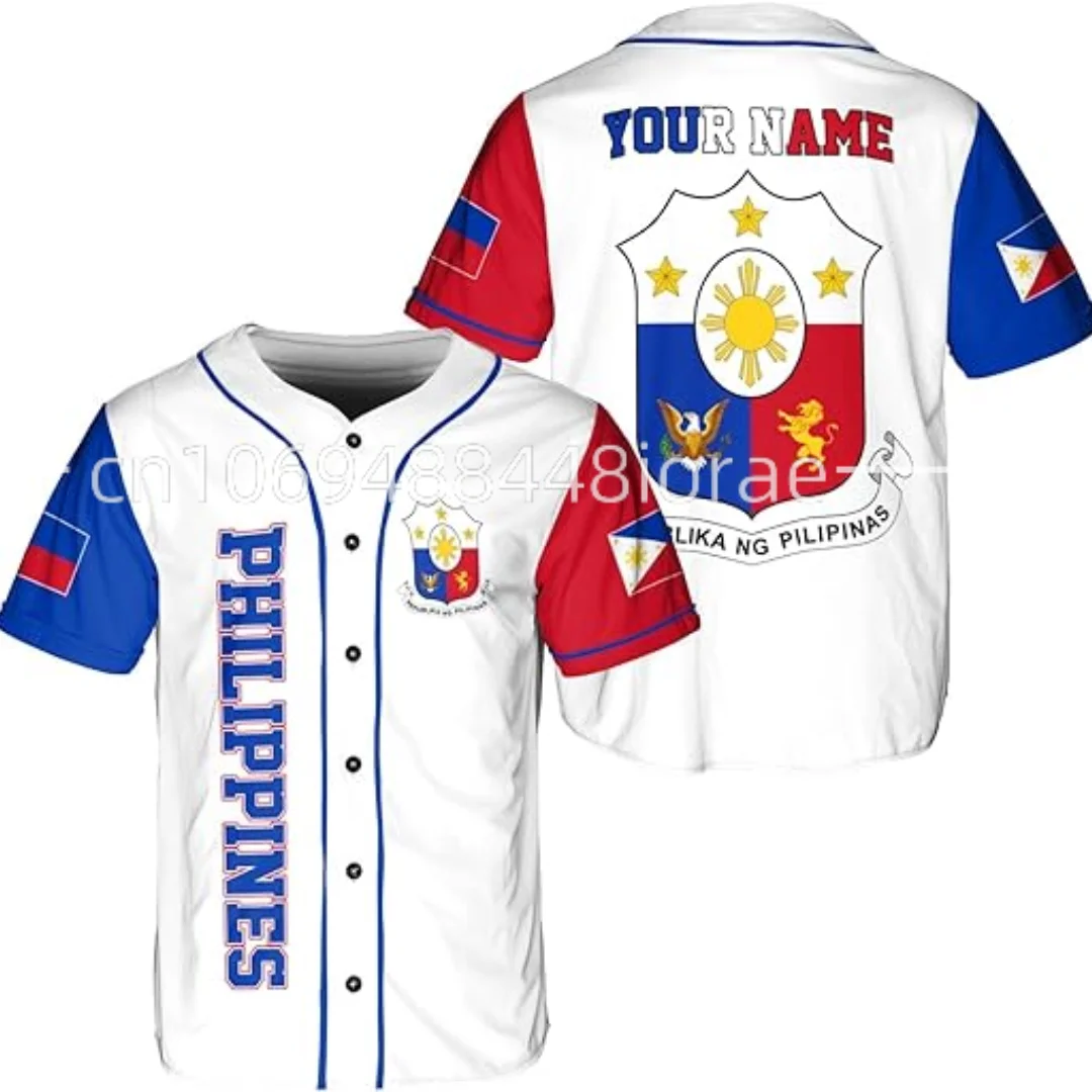 

Philippines Flag Customize Your Name Baseball Jersey Shirt Baseball Shirt 3D Printed Men's Shirt Casual Shirts Hip Hop Top