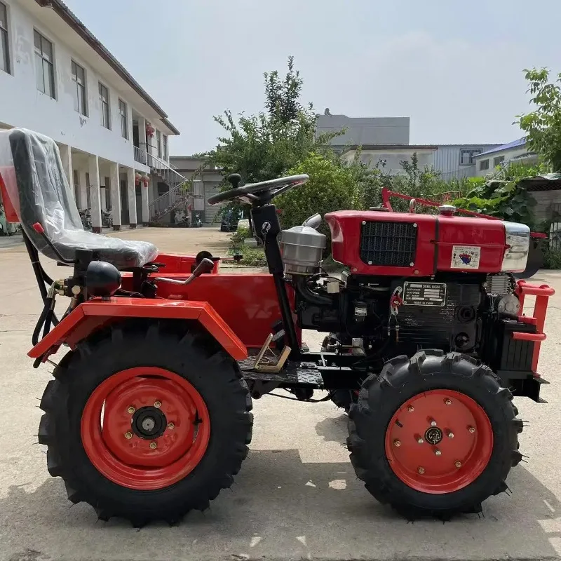 Small Horsepower 12/18 HP Mini Two-wheeled Agricultural Tractor Compact For Family Farm Garden Orchard  Cultivation  Work  Tool
