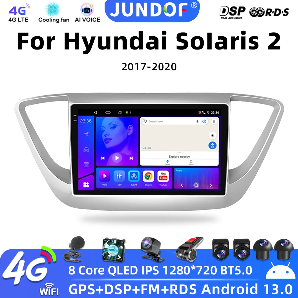 Android 13 Carplay Auto For Hyundai Solaris 2 2017 2018 2019 Car Radio Multimedia Video Player Navigation GPS No 2Din 2 Din DVD