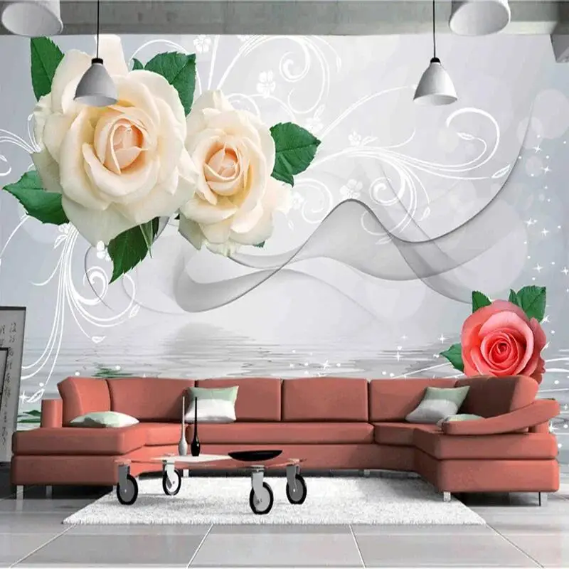 

Custom Any Size Wall Mural Creative Embossed Pink Rose Photo Wallpaper Living Room Sofa TV Background Home Decor Poster Painting