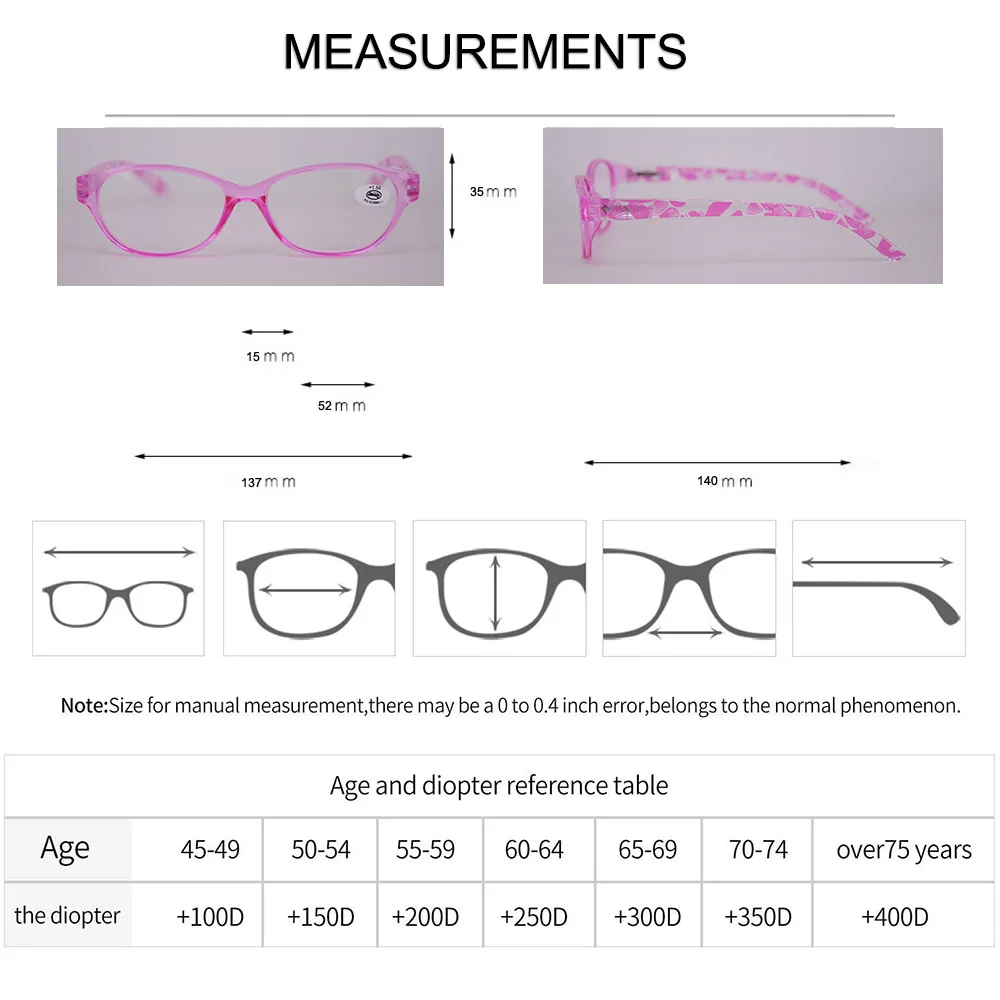 Fashion Women Pink Reading Glasses Small Light Weight Ladies Presbyopic Eyeglasses Reader Eyewear 1.00 1.50 2.00 2.50 3.00 3.50