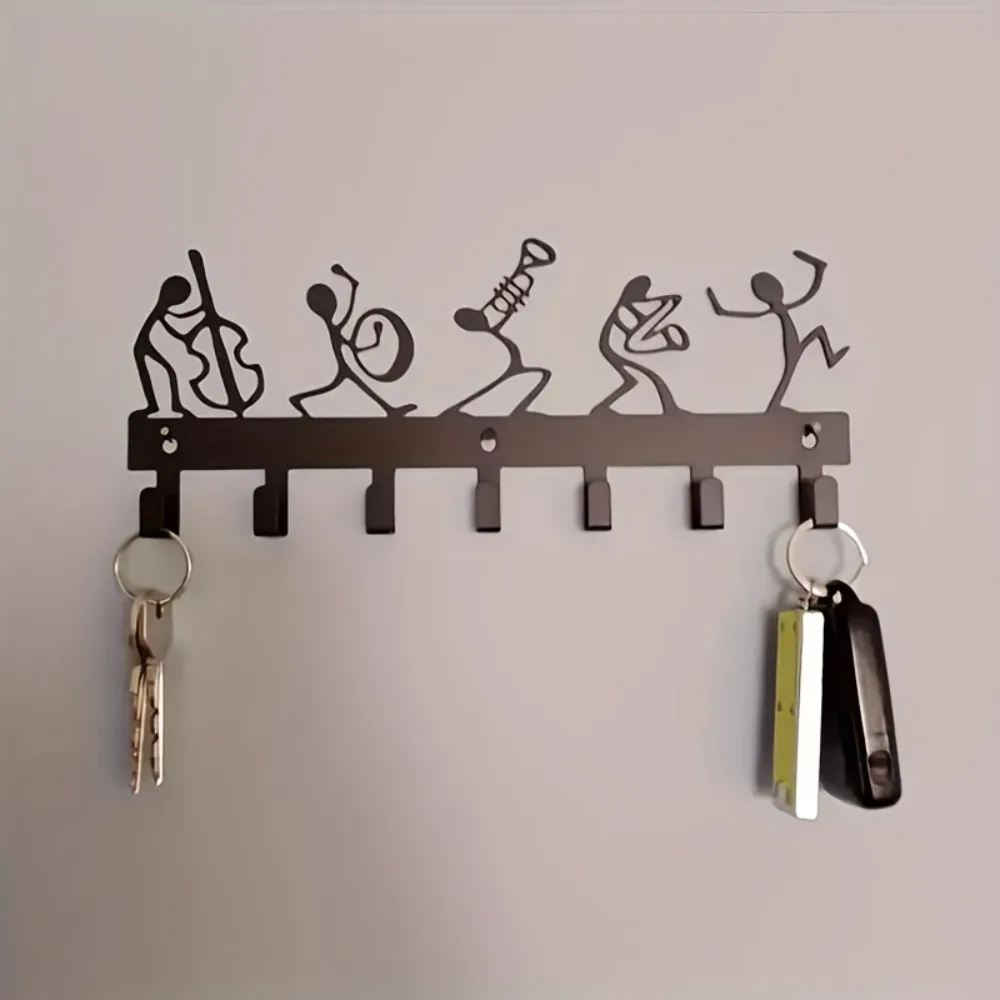 CIFBUY Bohemian Iron Wall Key Hook Rack Silhouette Art Powder Coated For Entryway Living Room Bedroom Office Space Saving Vintag