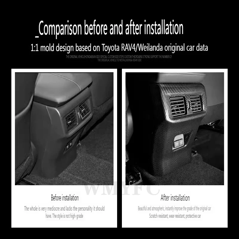 For Toyota RAV4 2019 2020 2021 2022 2023 2024 Car Rear Air-Conditioning Air Outlet Protection Pad Anti-kick Cover Decoration