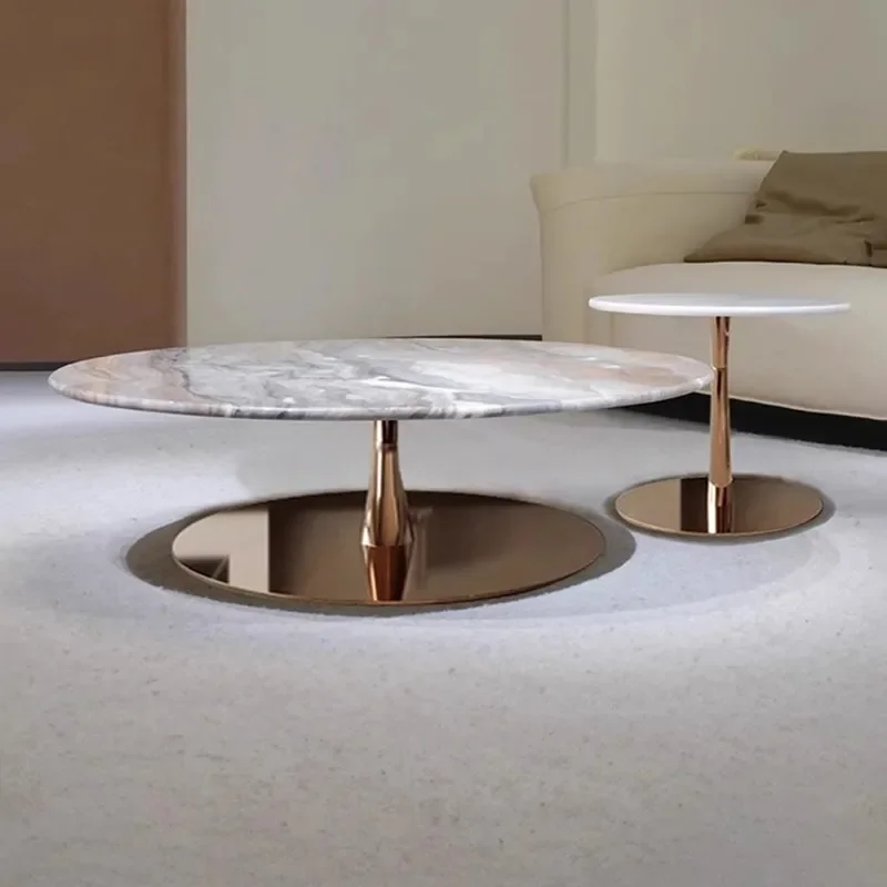 

Natural Venice brown marble coffee table modern simple living room home high-end light luxury coffee table size combination