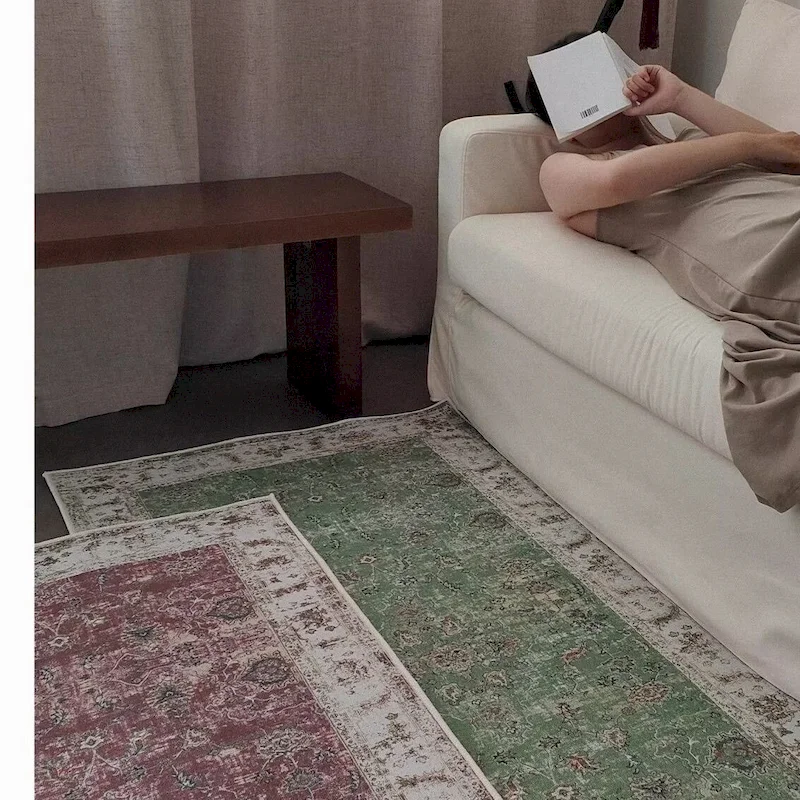 VIKAMA Retro Bohemian Carpet Anti slip Washable Outdated Oriental Mandala Wear resistant Indoor Carpet Home Decoration