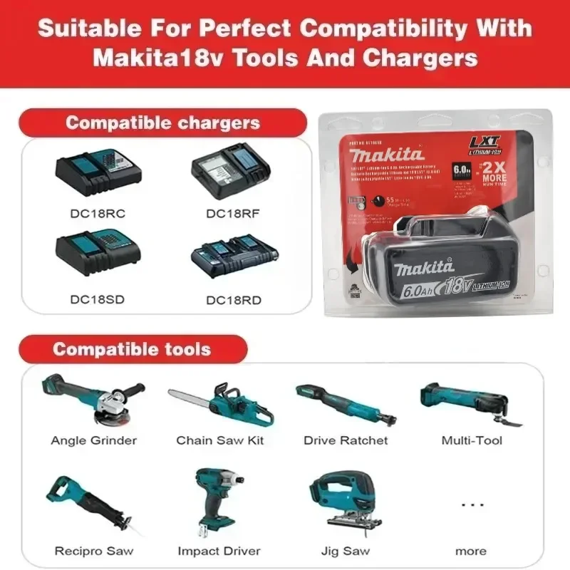 

15C Makita battery, 18V 3.0AH, 5.0AH, 6.0AH lithium battery, Makita 18V, electric drill, angle grinder, original tool battery