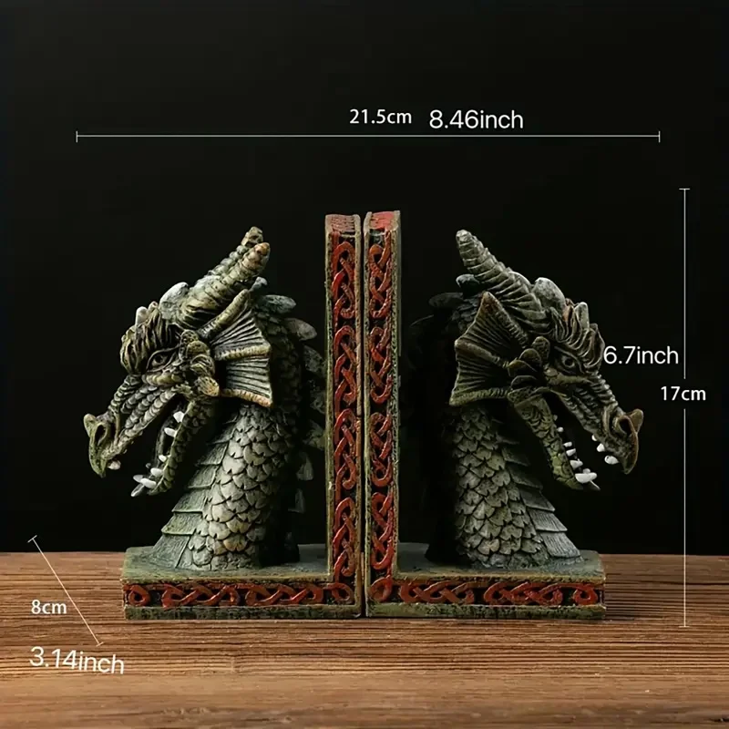 التنين كتاب نهاية الزخرفية التنين الدفتين خمر تمثال تنين رائع للأرفف الراتنج التنين كتاب سدادة للهدايا رف الكتب #6