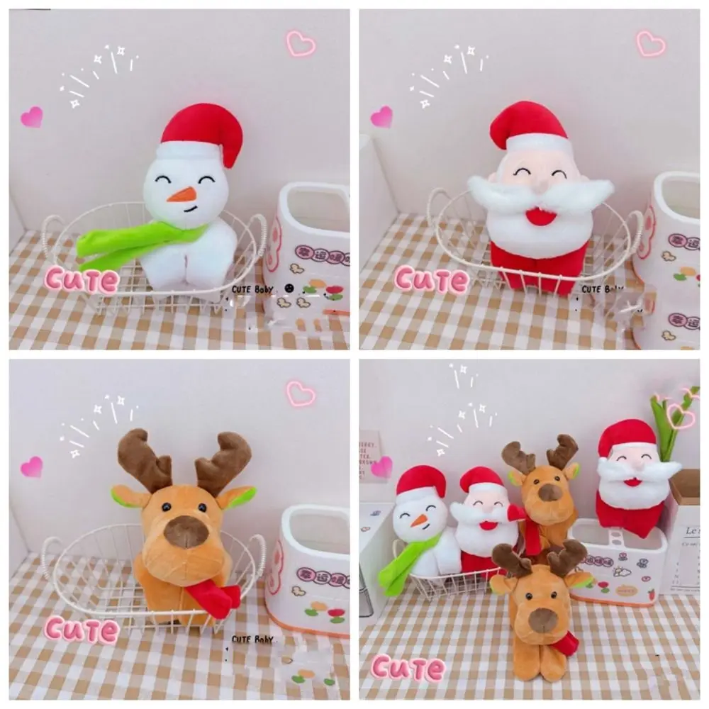 With Clap Circle Christmas Plush Toy Bracelet Furry Non-removable Snowman Bracelet Plush Toy Button Batteries Soft