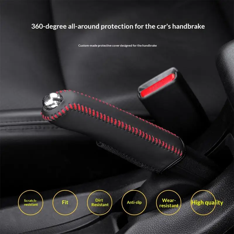 Car Handbrake Cover Soft Artificial Leather Non-Slip Wearproof Protective Sleeve Perfect for Car Interior Refit