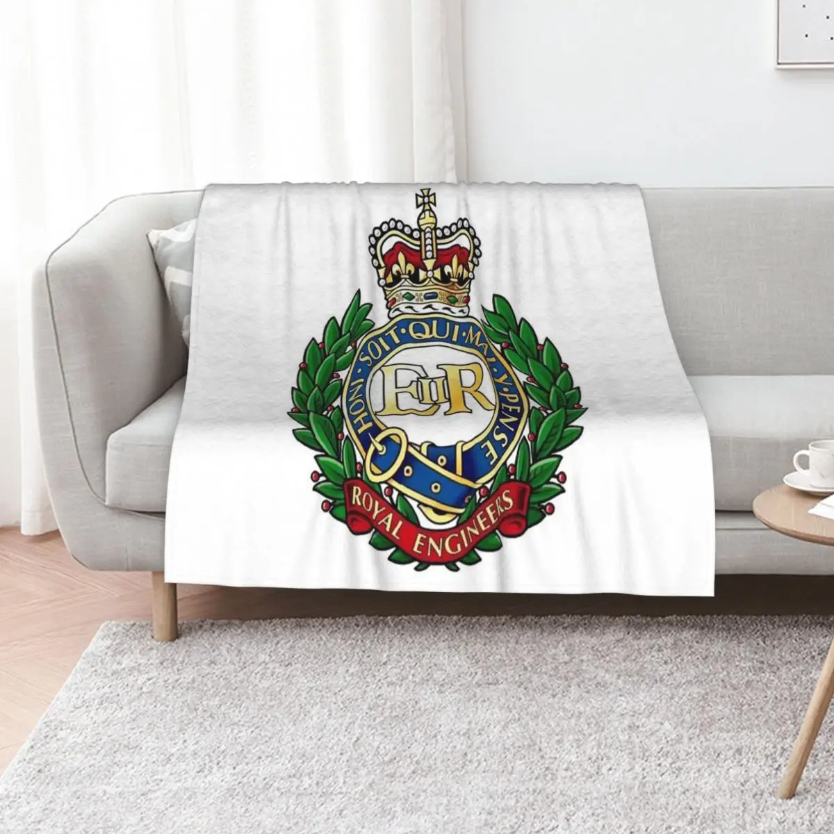 Royal Engineers. Badge. On Navy. Classic Throw Blanket Extra Large Throw Flannel Fabric Polar Thins Moving Weighted Blankets