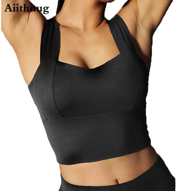 Aiithuug Women's Padded Sports Yoga Bra Full-Support Crop Tank Top for Workout Running Fitness Sports Bra Women Wirefree Fitness