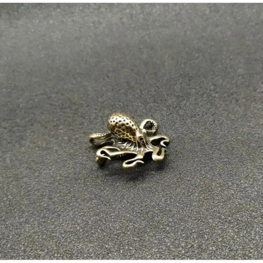 Brass Octopus Ornament Handmade Pure Copper Octopus Handle Piece Tea Ceremony Accessories Creative Tea Pet