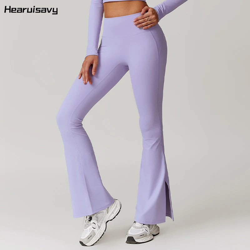 Hearuisavy Sexy Yoga Flare Leggings Latin Dance Pants Women Push Up Bell-bottomed Pants Fitness High Waist Sports Flares Women