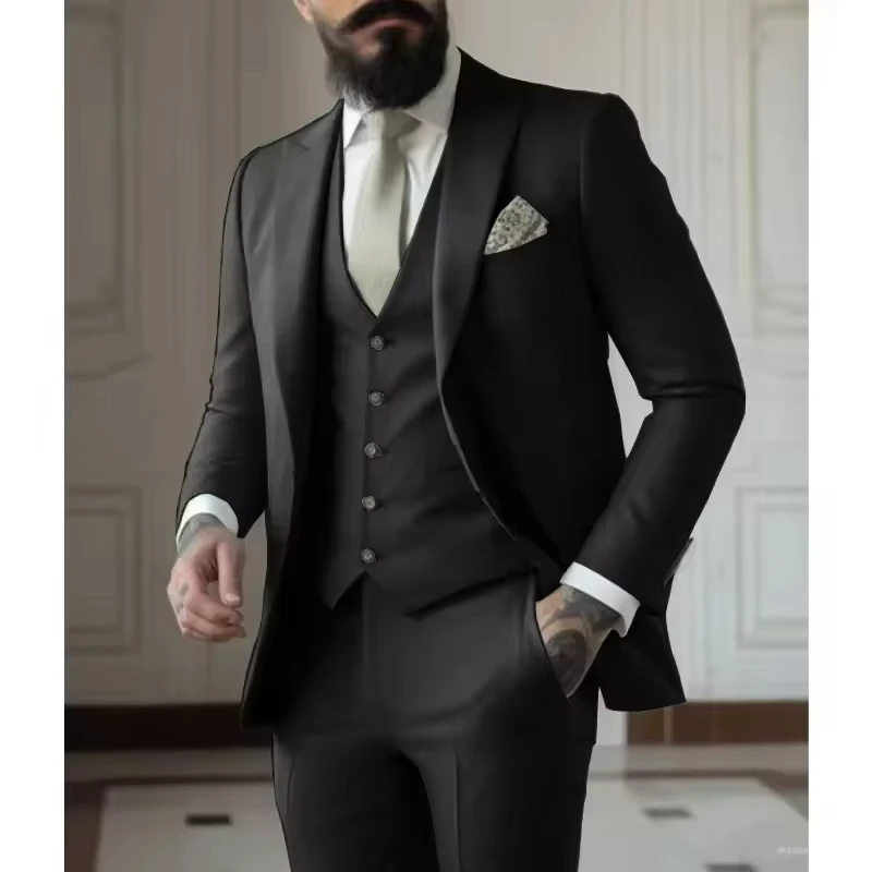 Abiti da uomo slim fit in 3 pezzi verde salvia (giacca + gilet + pantaloni) Smoking da sposo per matrimonio Prom Blazer da festa formale maschile