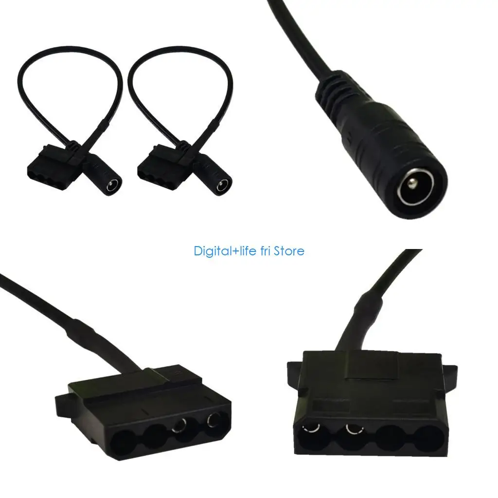 E06D 12V Power Processor Cable DC5521 Female to 4Pin Fan Link