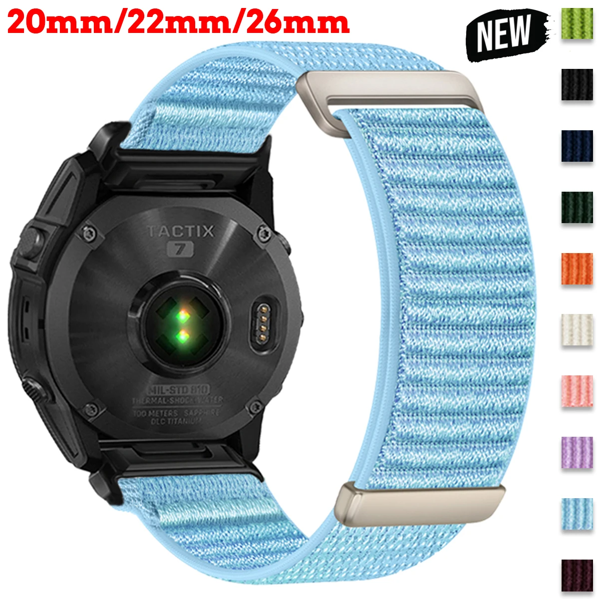 20/22/26mm Watch Band For Garmin Fenix 8 6 6x 7 7x Pro 5 5x Plus Two-Piece Magic Tape Nylon Tactix 8/Enduro 3 Sport Wrist Strap