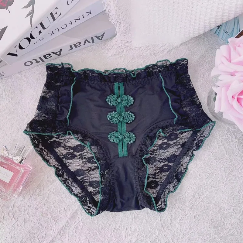 New National Wind High Waist Women's Underwear Female High-grade Pure Wind Lace Edge Underwear Female Extra Spicy Antibacterial